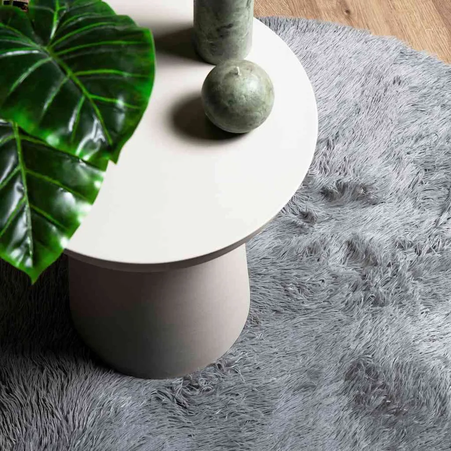 Tapis Shaggy à poils longs NAVARRA gris clair 160x160 cm - 8