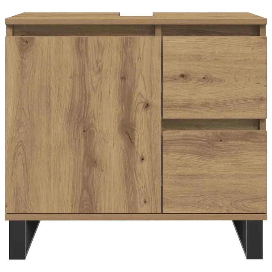 Armoire de lavabo de salle de bain chêne artisanal 65x33x60 cm - 4