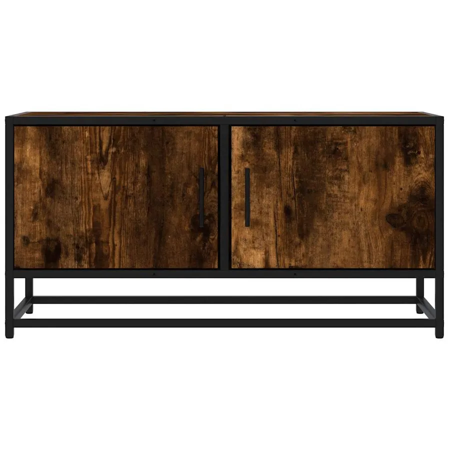 Meuble TV chêne fumé 80x34,5x40 cm bois d'ingénierie et métal - 4