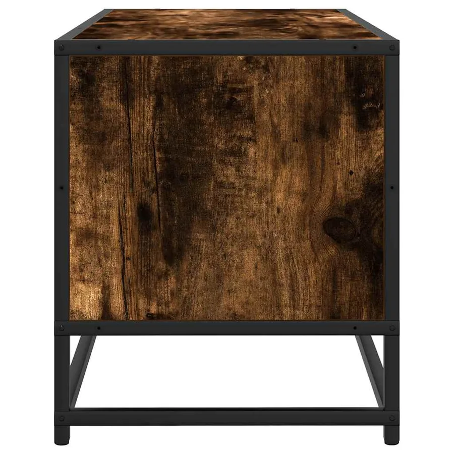 Meuble TV chêne fumé 80x34,5x40 cm bois d'ingénierie et métal - 5