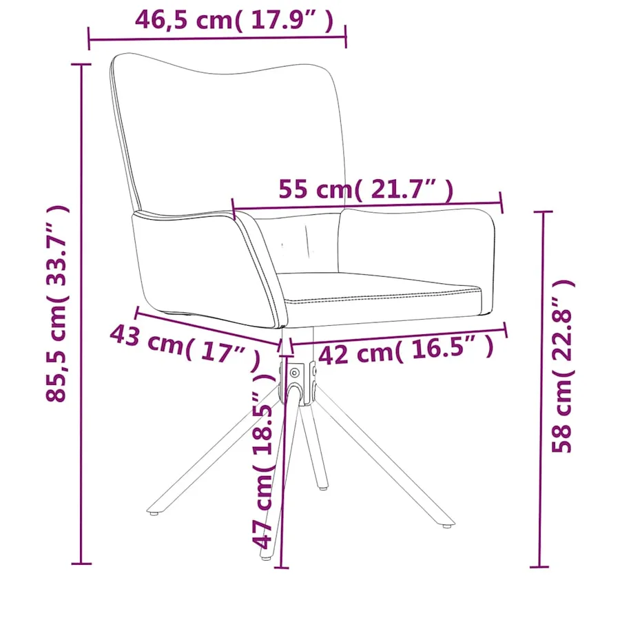 Chaises pivotantes à manger lot de 2 Bleu Velours - 10