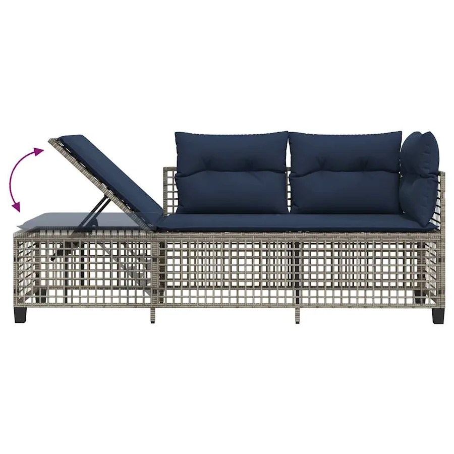 Ensemble de canapé d'angle de jardin 3 pcs avec coussins gris résine tressée - 10