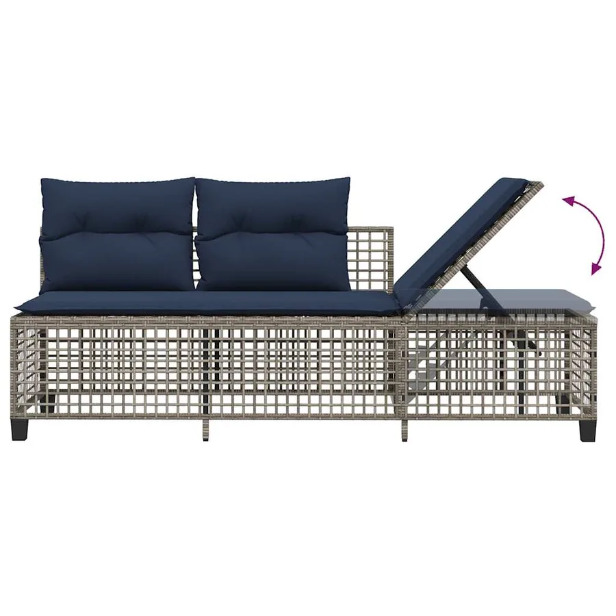 Ensemble de canapé d'angle de jardin 3 pcs avec coussins gris résine tressée - 11