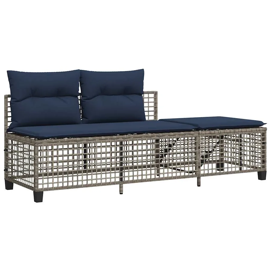 Ensemble de canapé d'angle de jardin 3 pcs avec coussins gris résine tressée - 6