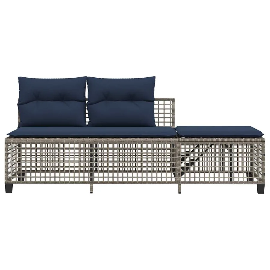Ensemble de canapé d'angle de jardin 3 pcs avec coussins gris résine tressée - 7