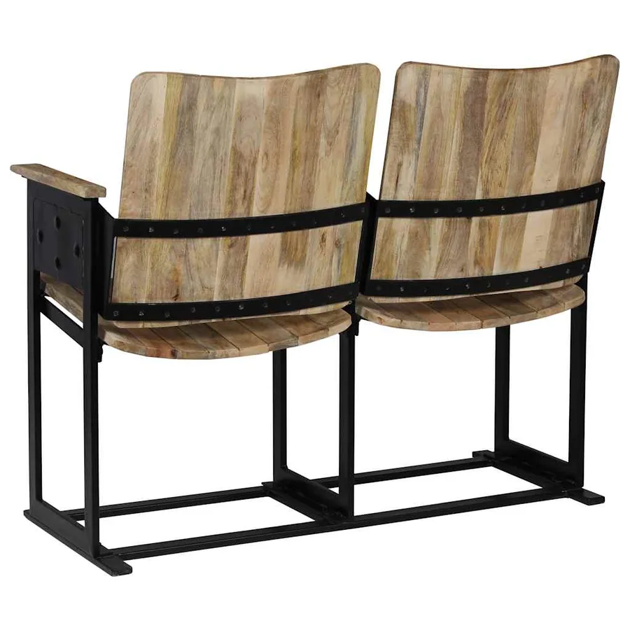 Banc à 2 places Bois de manguier massif et acier - 4
