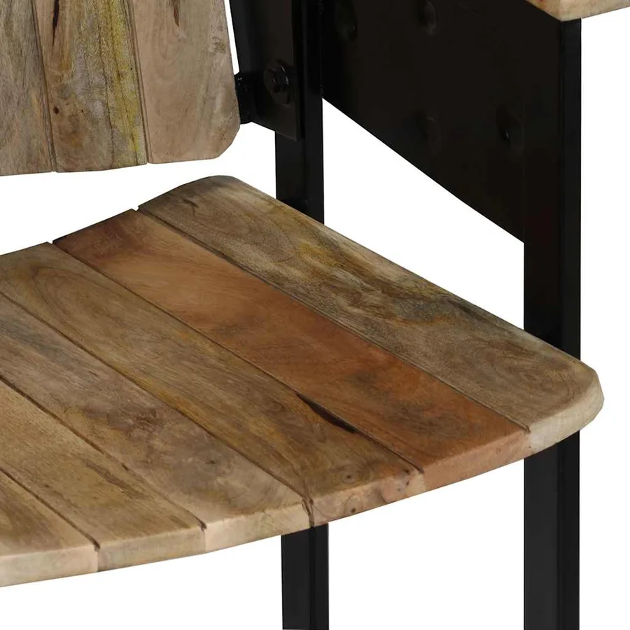 Banc à 2 places Bois de manguier massif et acier - 7