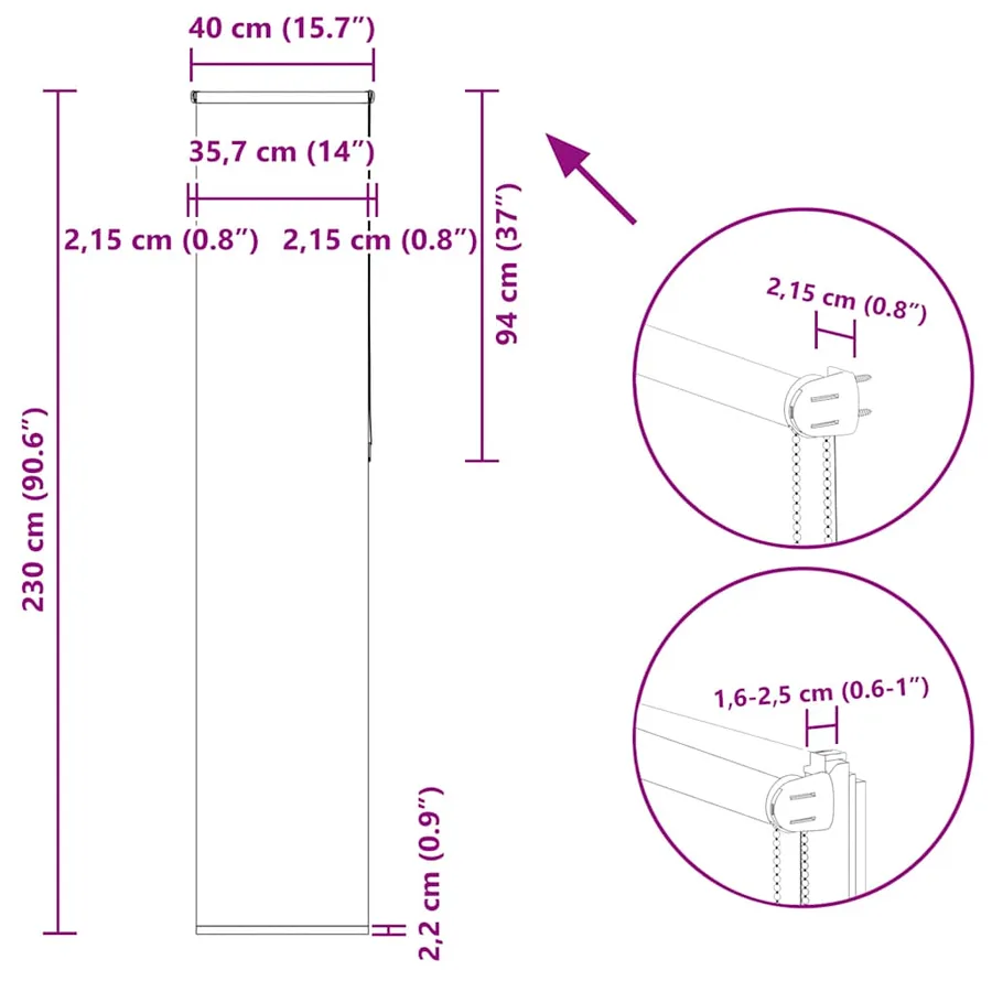 Store enrouleur occultant largeur du tissu 35,7 cm polyester - 18