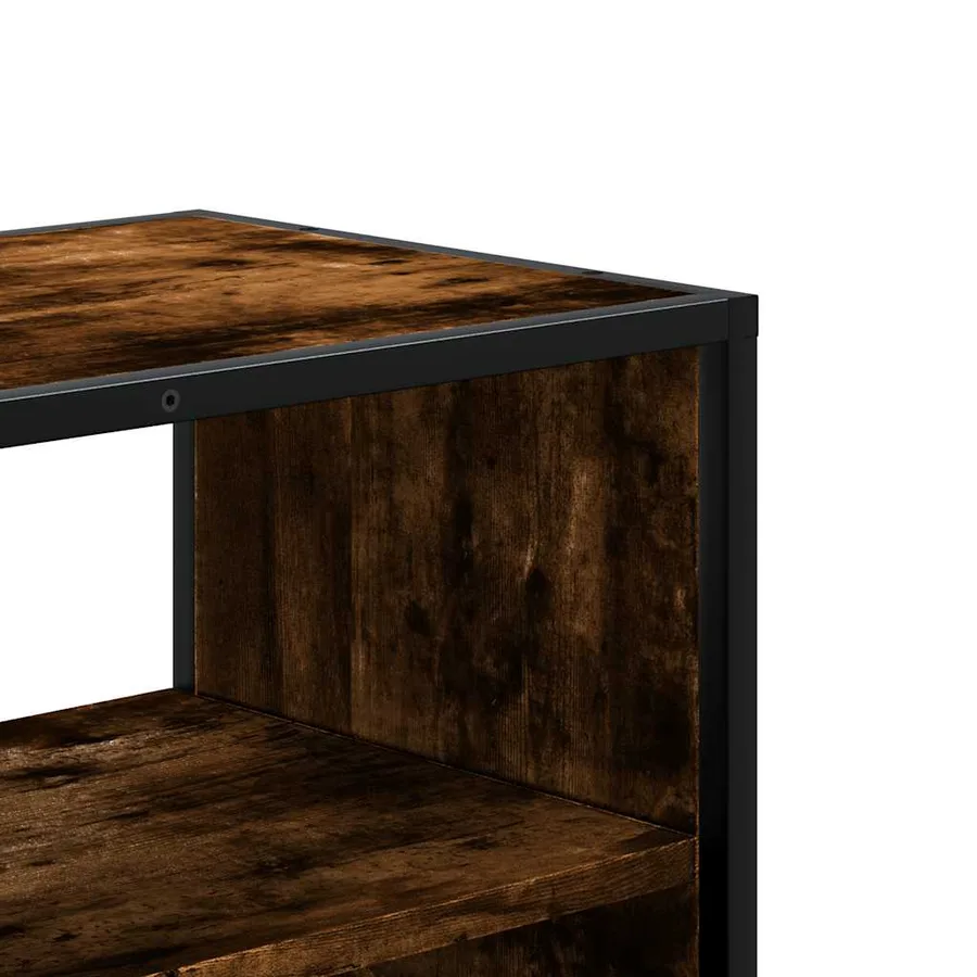 Meuble TV chêne fumé 80x31x39,5 cm bois d'ingénierie et métal - 8