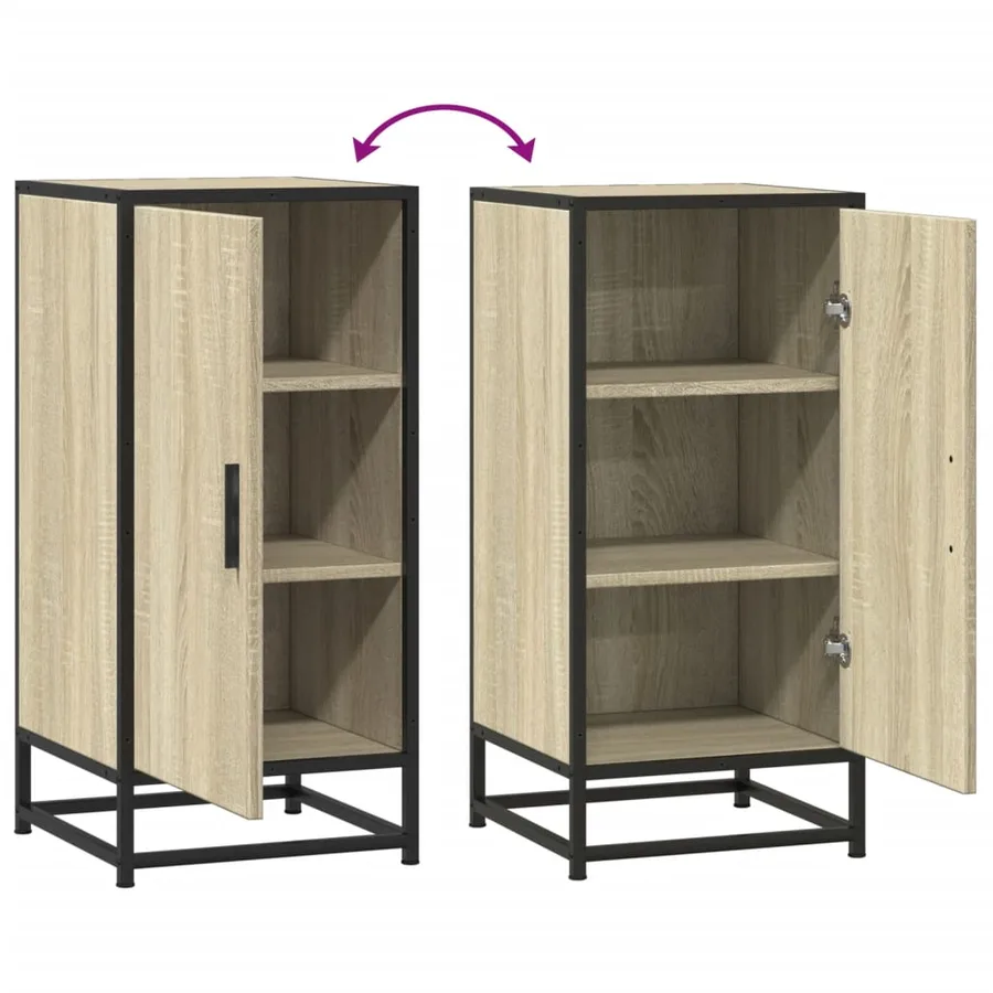 Buffet chêne sonoma 35,5x35x76 cm bois d'ingénierie et métal - 8