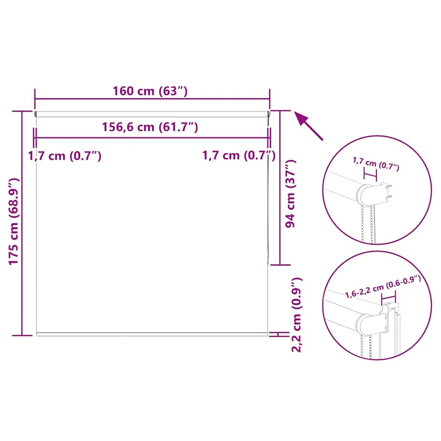 Store enrouleur occultant largeur du tissu 156,6 cm polyester - 18