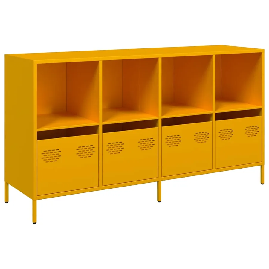 Buffet jaune moutarde 135x39x73,5 cm acier laminé à froid - 2