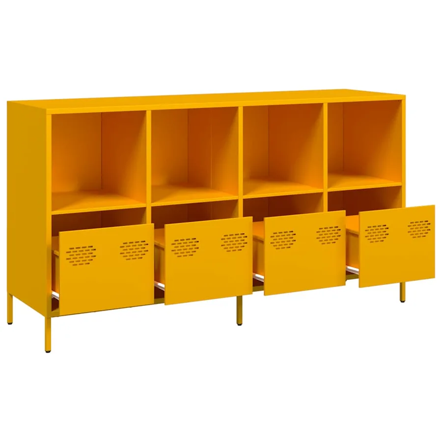 Buffet jaune moutarde 135x39x73,5 cm acier laminé à froid - 4
