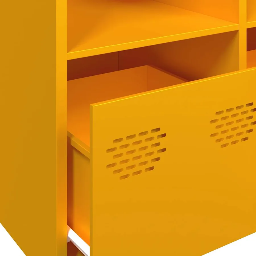 Buffet jaune moutarde 135x39x73,5 cm acier laminé à froid - 9