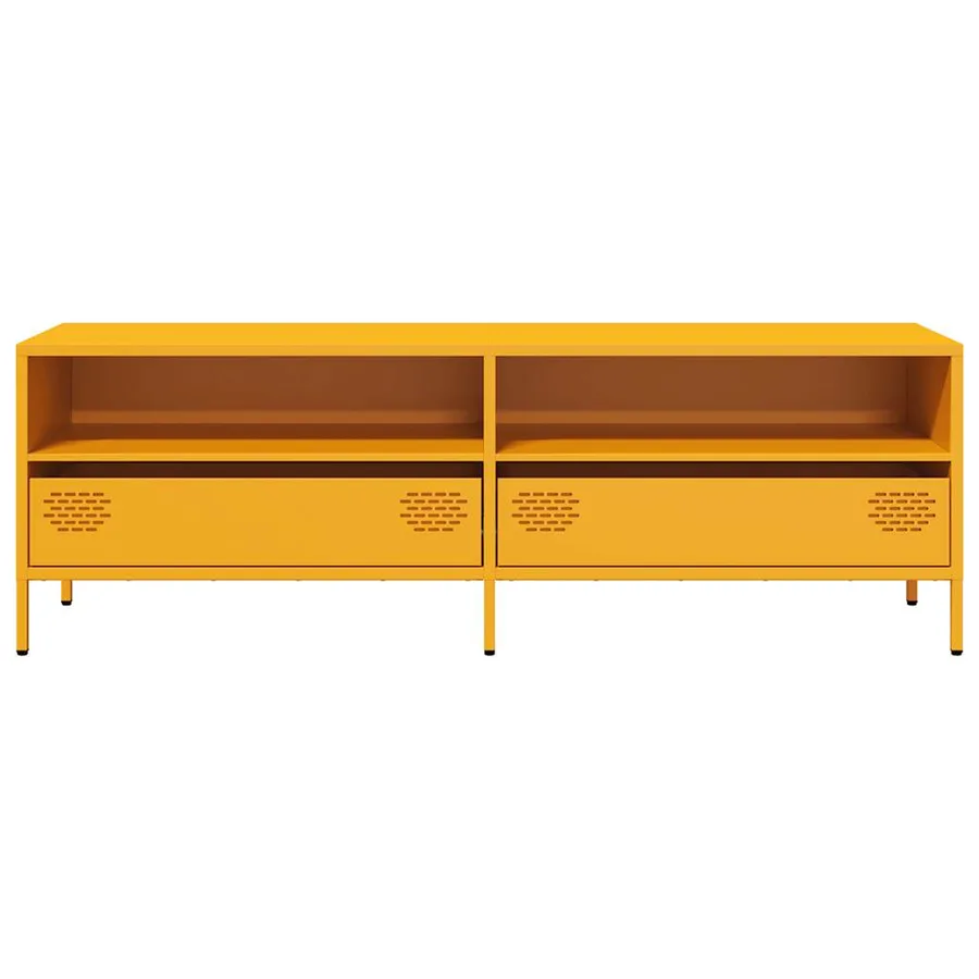 Meuble TV jaune moutarde 135x39x43,5 cm acier laminé à froid - 4