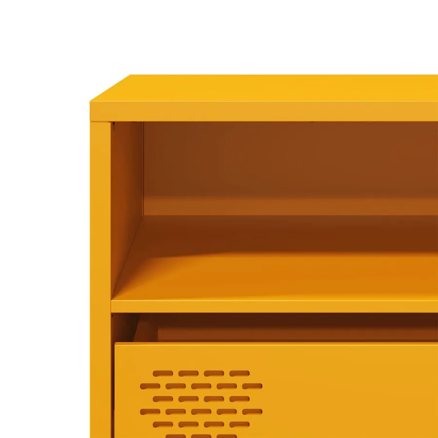 Meuble TV jaune moutarde 135x39x43,5 cm acier laminé à froid - 9