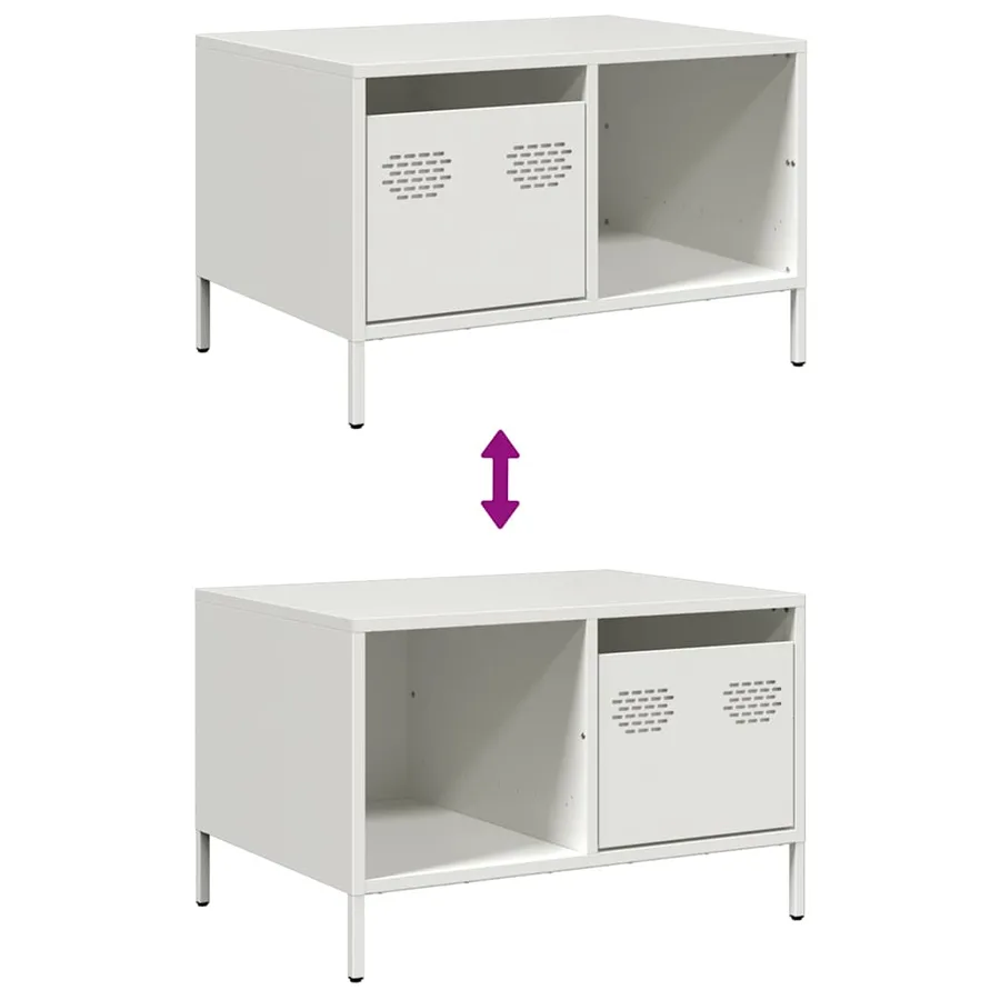 Table basse blanc 68,5x50x43,5 cm acier laminé à froid - 10