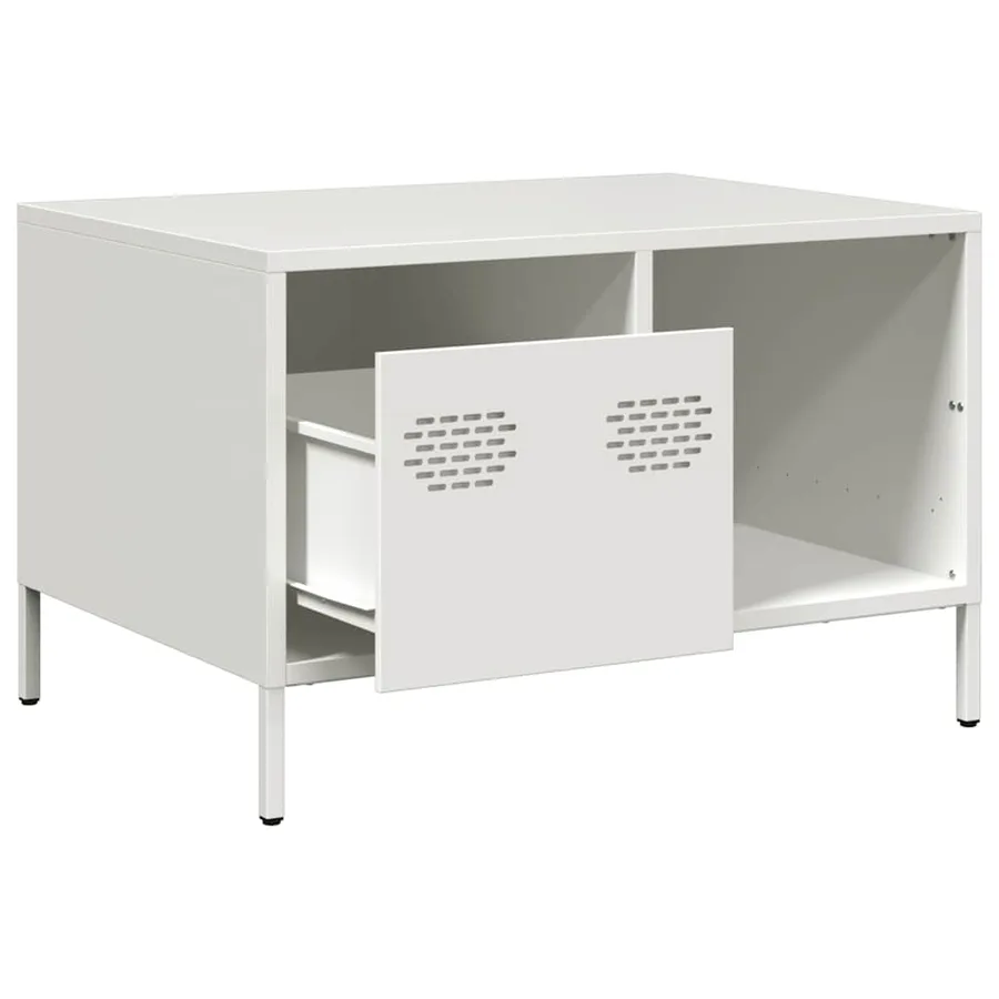 Table basse blanc 68,5x50x43,5 cm acier laminé à froid - 5
