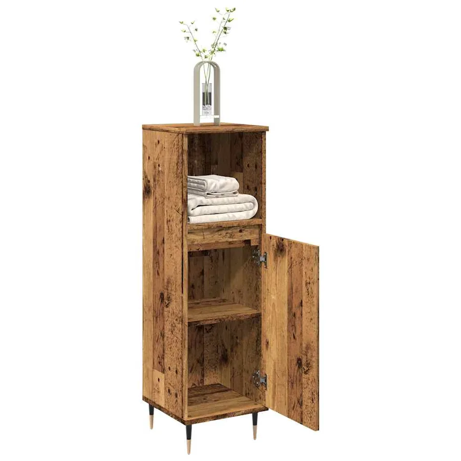 Armoire de salle de bain vieux bois 30x30x100cm bois ingénierie - 3