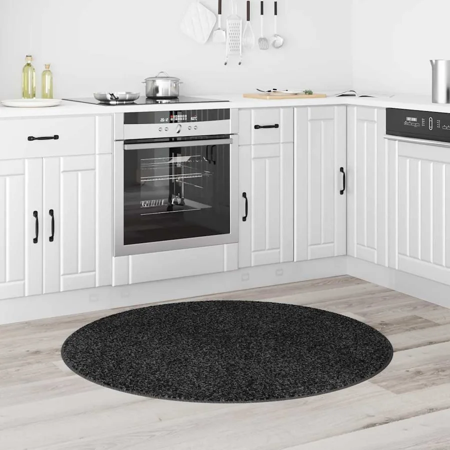 Tapis Shaggy Anti-dérapant Gris foncé 120 x 120 cm PP - 3