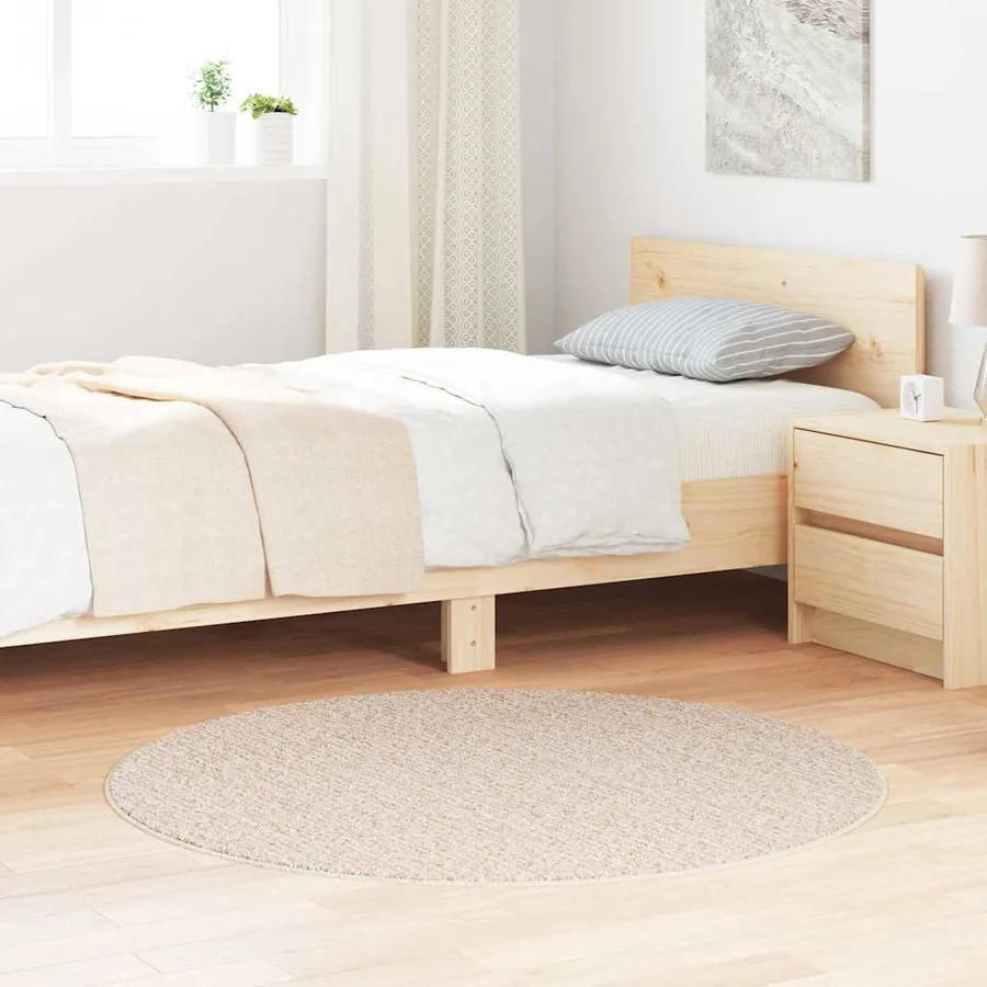 Tapis Shaggy Anti-dérapant Crème 120 x 120 cm PP