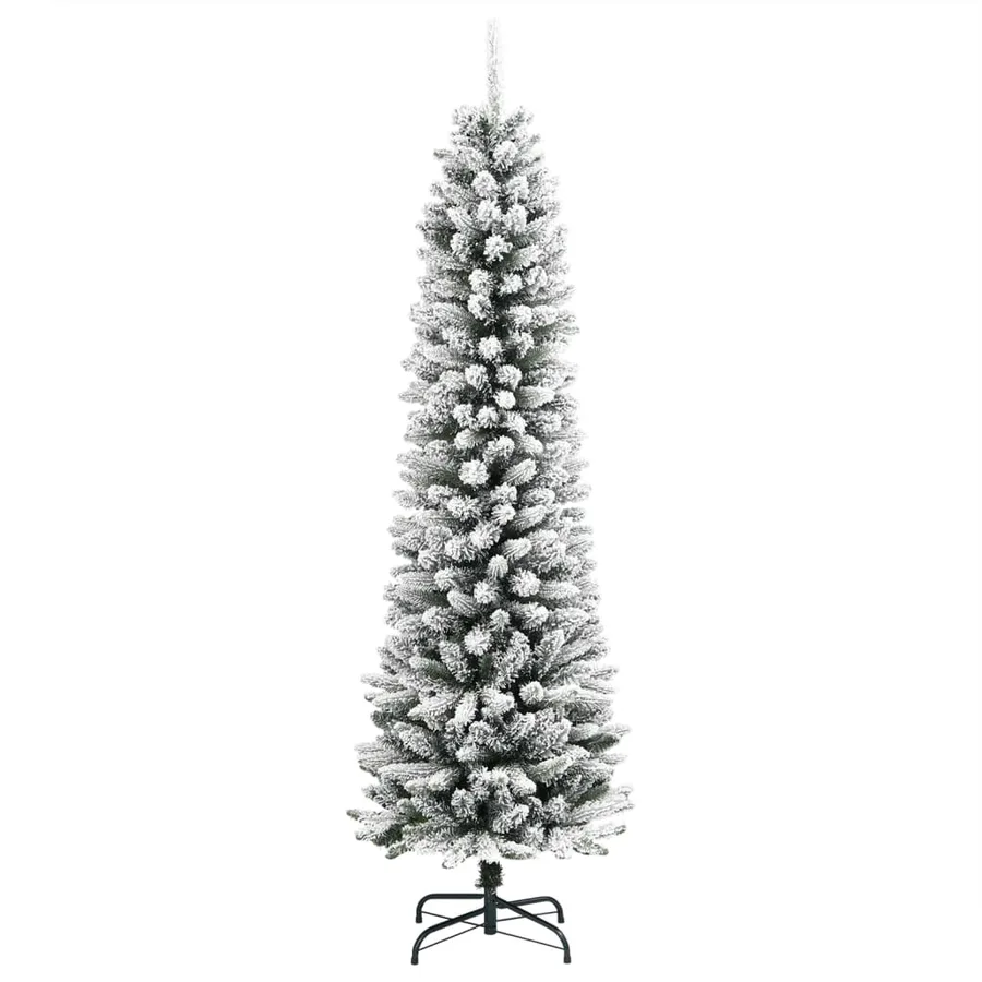 Sapin de Noël artificiel mince avec neige floquée 150 cm PVC/PE - 2