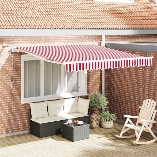 Auvent rétractable Rouge et Blanc 300 x 250 cm Polyester