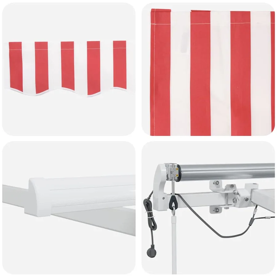 Auvent rétractable Rouge et Blanc 400 × 350 cm Polyester - 8