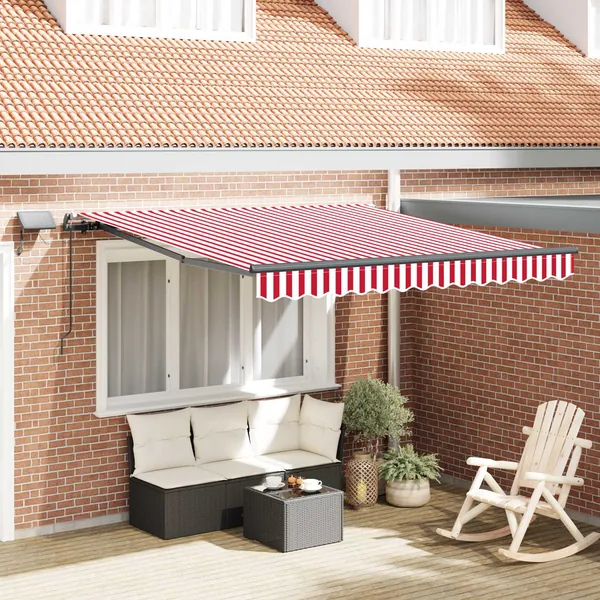 Auvent rétractable Rouge et Blanc 350 x 250 cm