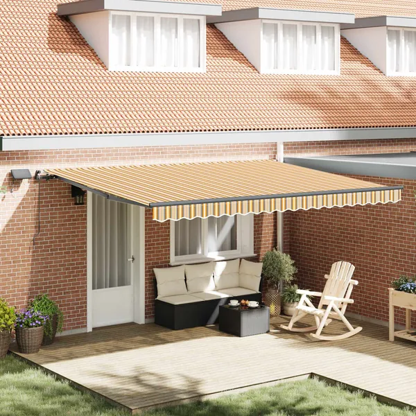 Auvent rétractable Multicolore 450 × 350 cm Tissu et Aluminium