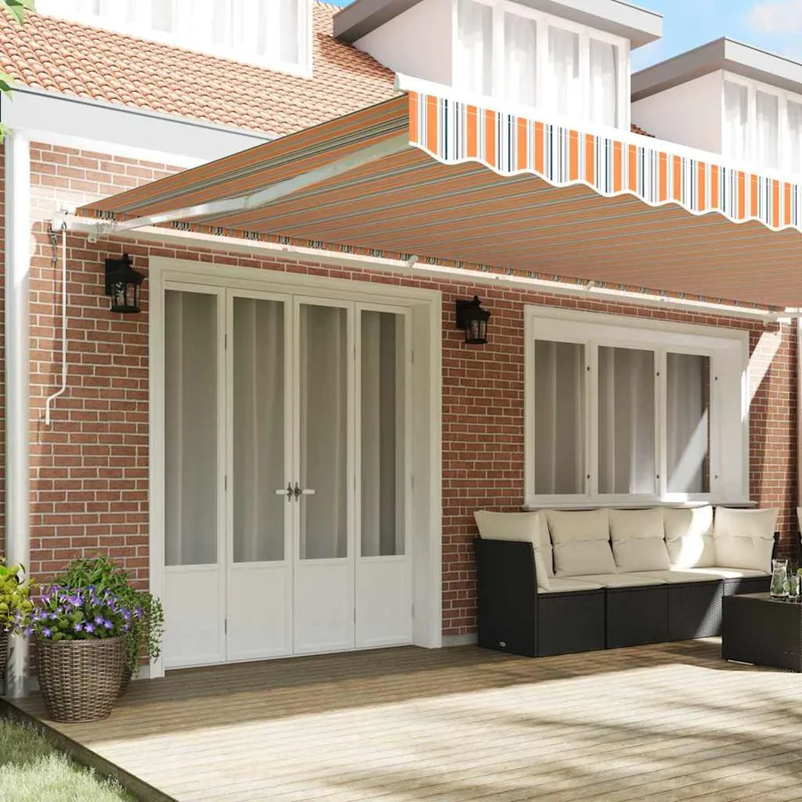Auvent rétractable Multicolore 600 × 300 cm Tissu et Aluminium - 3