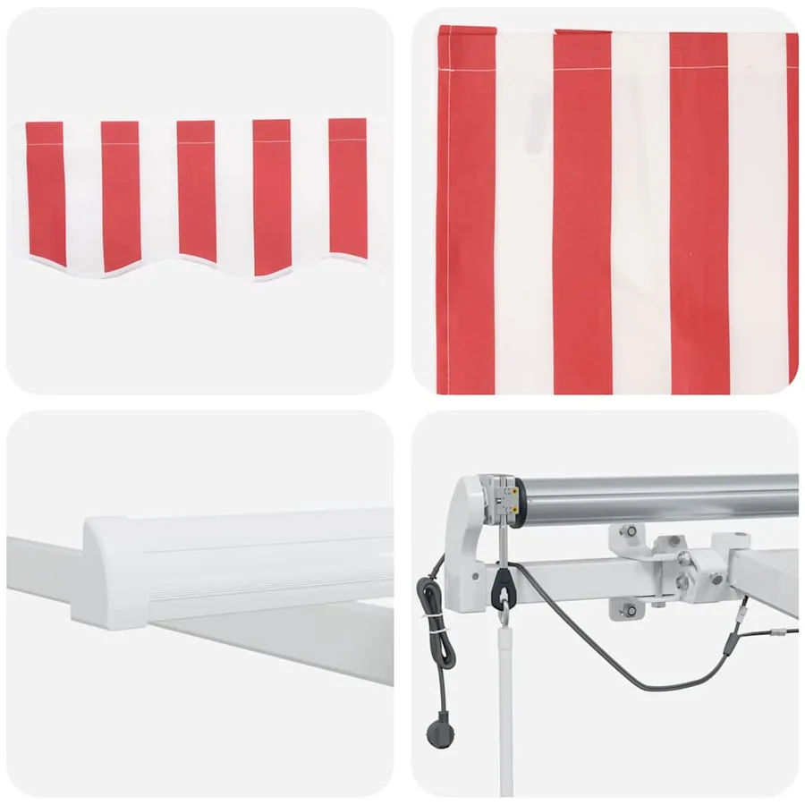 Auvent rétractable Rouge et Blanc 500 × 350 cm Polyester - 10