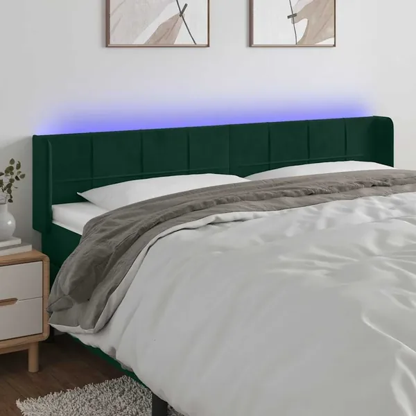 Tête de lit à LED Vert foncé 203x16x78/88 cm Velours