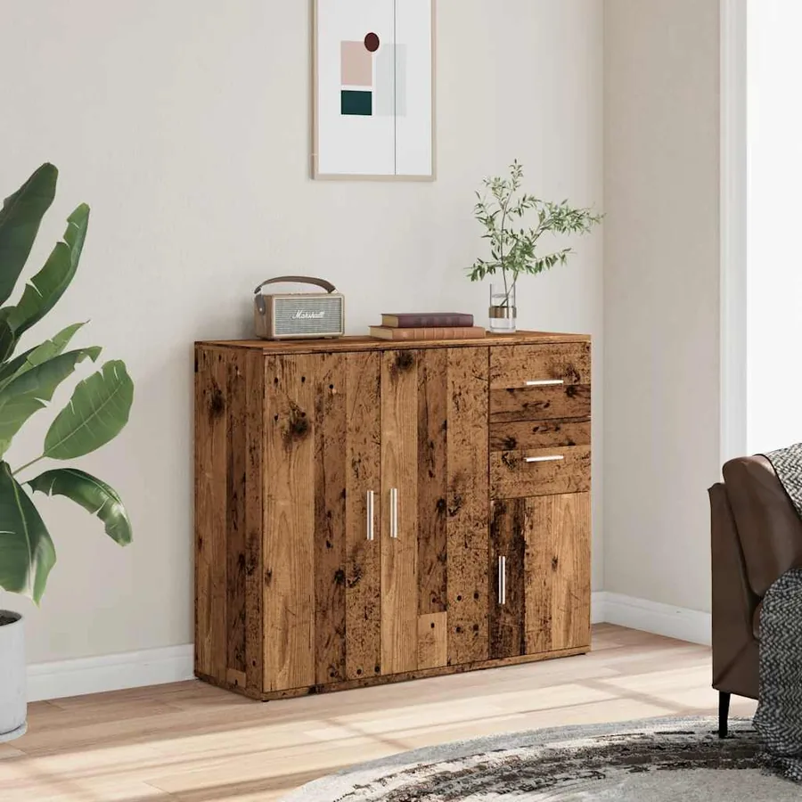 Buffet vieux bois 91x29,5x75 cm bois d'ingénierie - 3