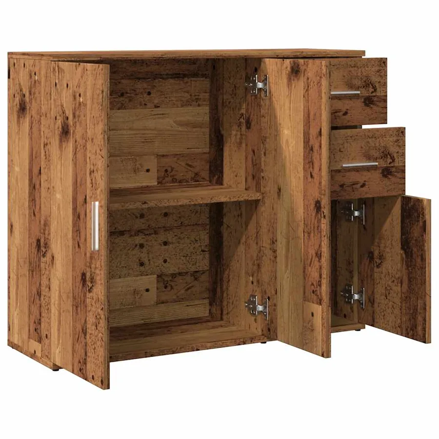 Buffet vieux bois 91x29,5x75 cm bois d'ingénierie - 7