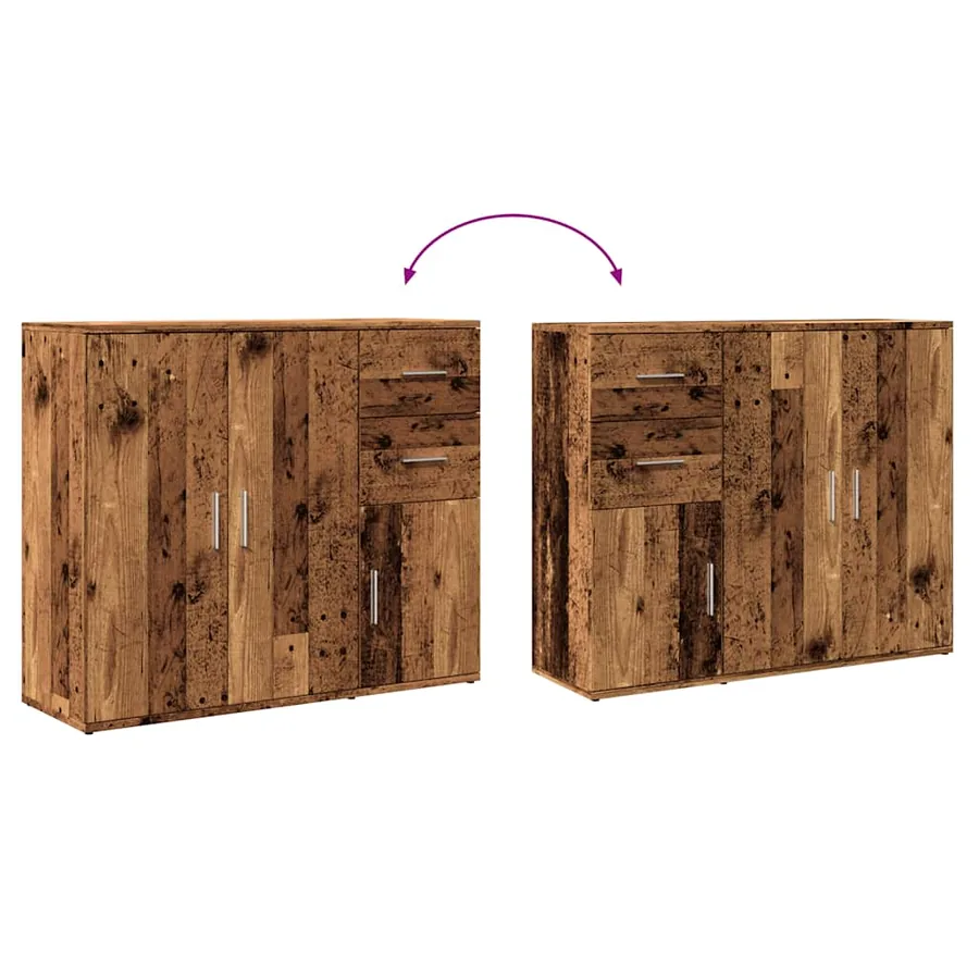 Buffet vieux bois 91x29,5x75 cm bois d'ingénierie - 8
