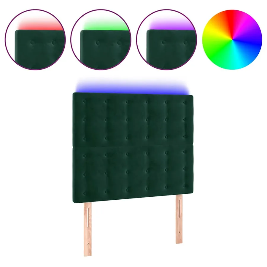 Tête de lit à LED Vert foncé 80x5x118/128 cm Velours - 2