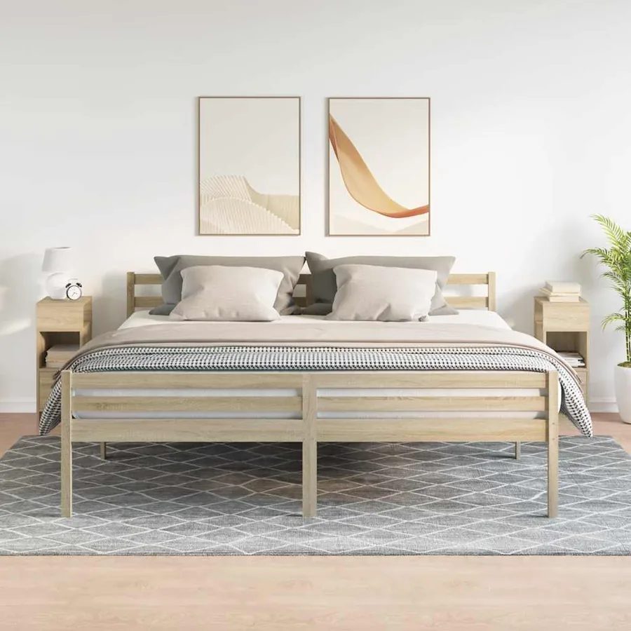 Tables de chevet 2 pcs avec tiroir chêne sonoma 25x31x66 cm - 3