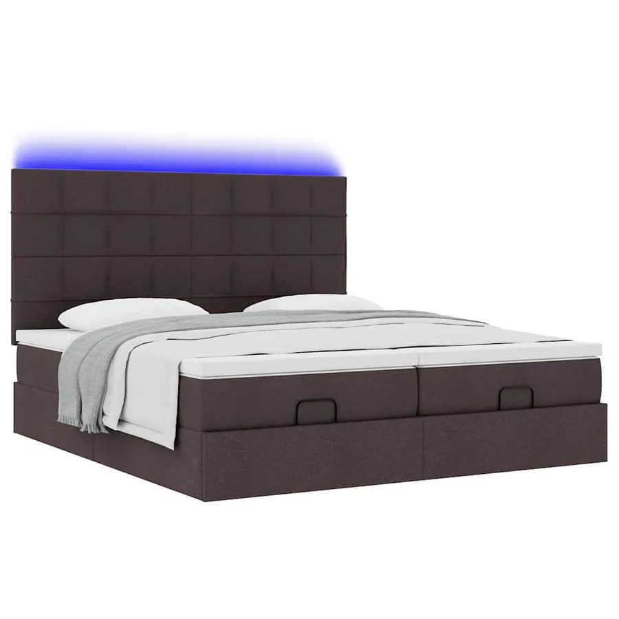 Cadre de lit ottoman avec matelas marron foncé 180x200 cm tissu - 6