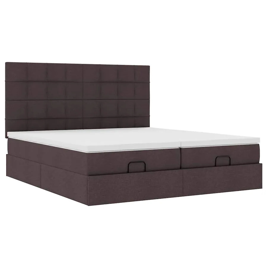 Cadre de lit ottoman avec matelas marron foncé 180x200 cm tissu - 7