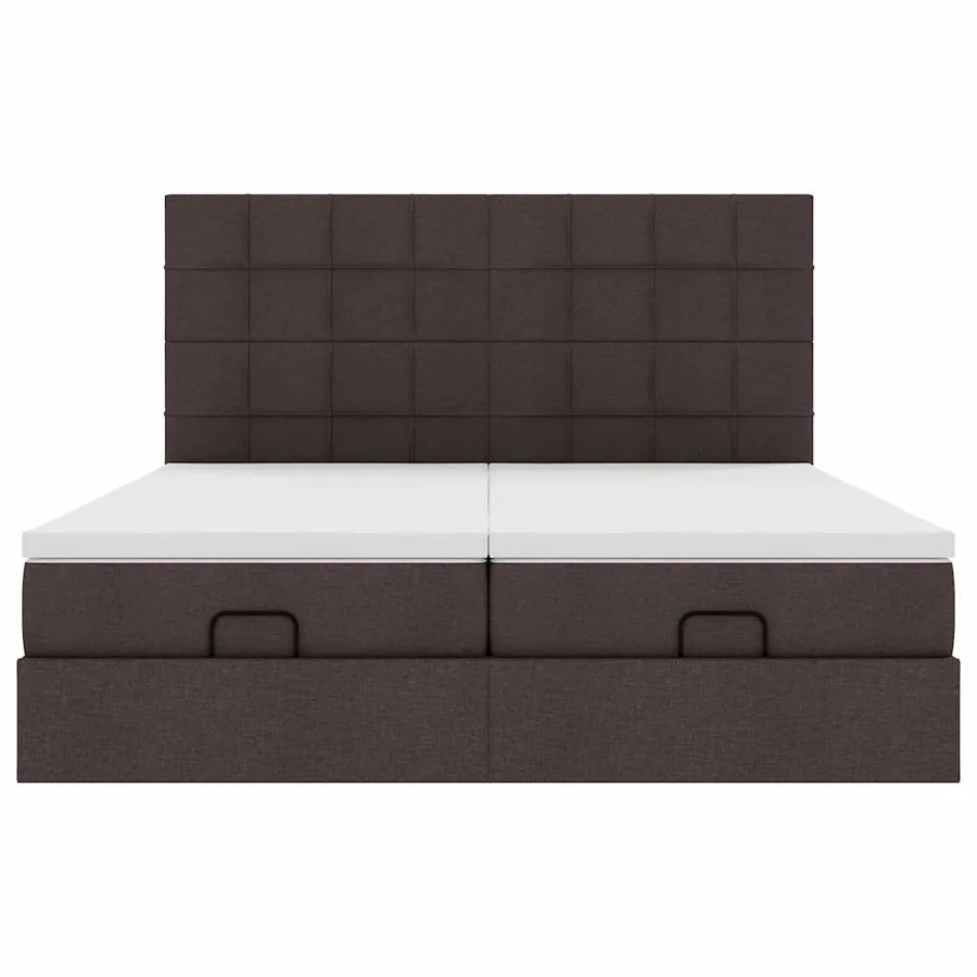 Cadre de lit ottoman avec matelas marron foncé 180x200 cm tissu - 8