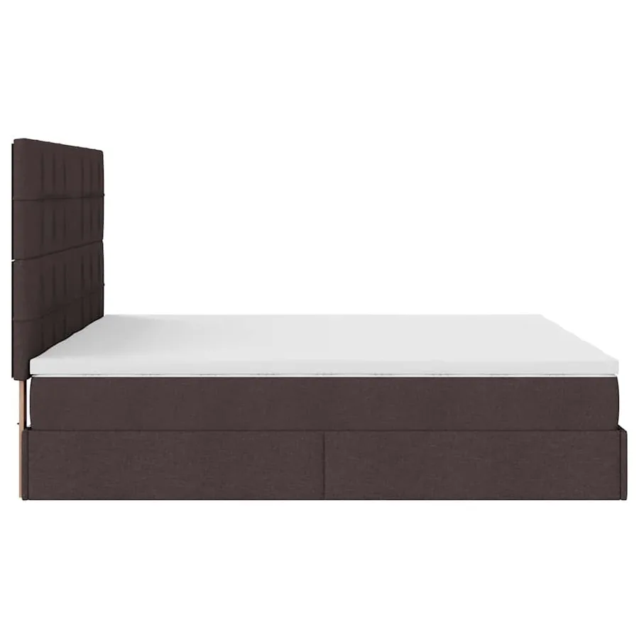 Cadre de lit ottoman avec matelas marron foncé 180x200 cm tissu - 9