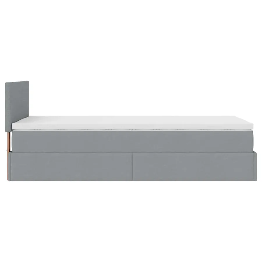 Lit ottoman avec matelas gris clair 100x200 cm tissu - 10