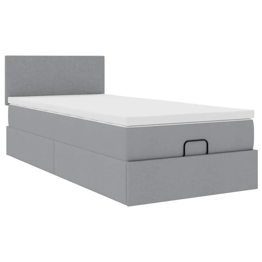 Lit ottoman avec matelas gris clair 100x200 cm tissu - 6