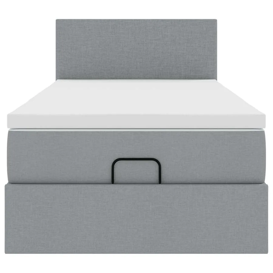 Lit ottoman avec matelas gris clair 100x200 cm tissu - 7