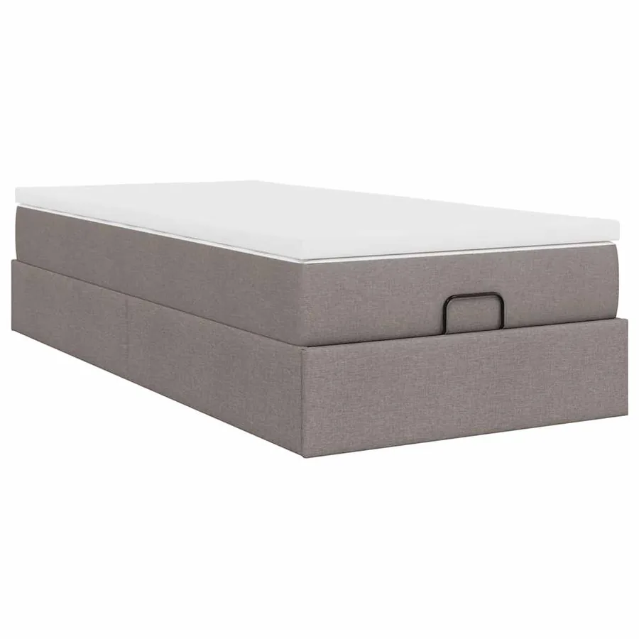 Cadre de lit ottoman avec matelas taupe 90x200 cm tissu - 10