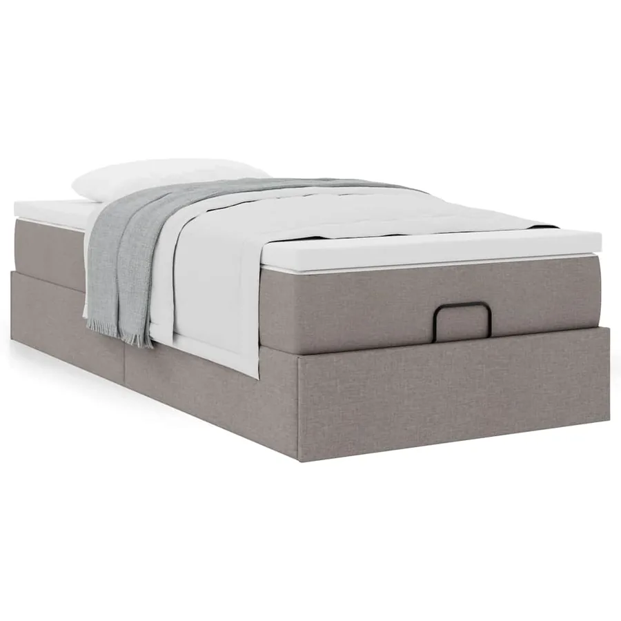 Cadre de lit ottoman avec matelas taupe 90x200 cm tissu - 4