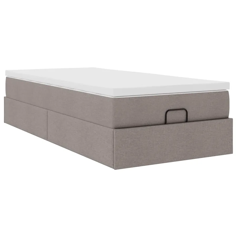 Cadre de lit ottoman avec matelas taupe 90x200 cm tissu - 6