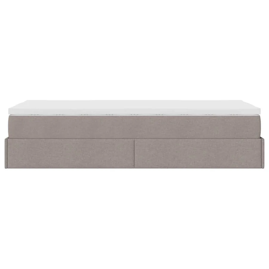 Cadre de lit ottoman avec matelas taupe 90x200 cm tissu - 9