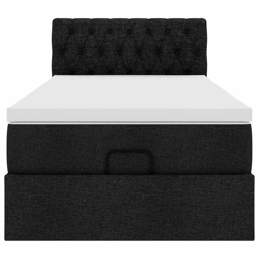 Lit ottoman avec matelas noir 90x200 cm tissu - 6
